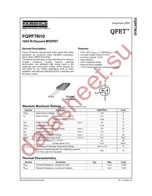 FQPF7N10 datasheet  